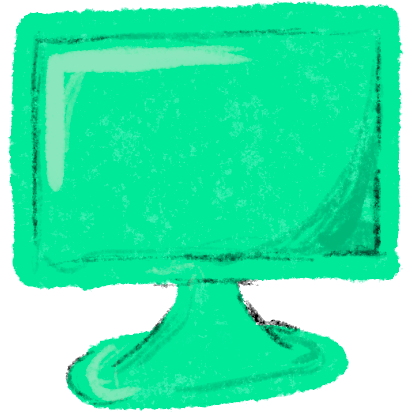 computer monitor in shades of green